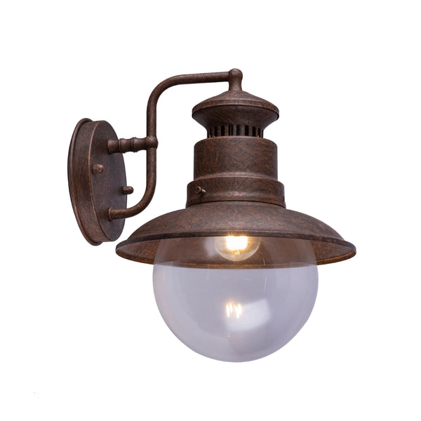 Applique Marinara rustica color corten con vetro trasparente IP44
