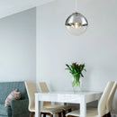 Lampadario singolo Varus attacco E27 sfera in vetro trasparente da cucina e soggiorno