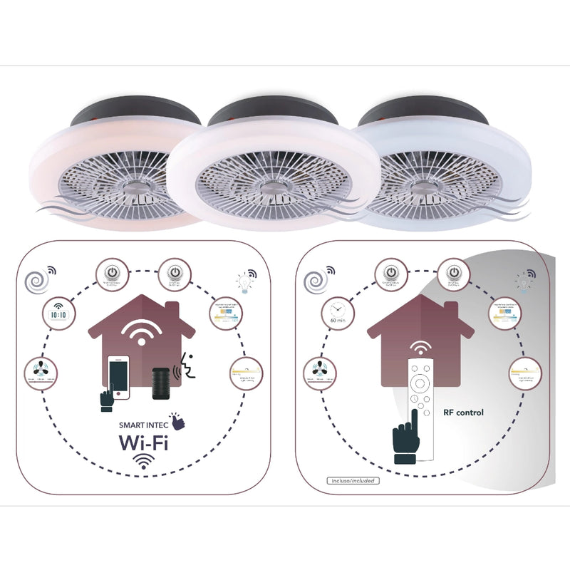 Lampada smart con funzione Wi-Fi, telecomando e controllo vocale per ambienti moderni.