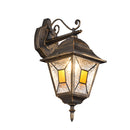 applique da esterno lanterna discendente nero antichizzato oro vetro martellato