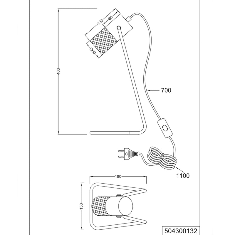 lampada da tavolo tosh con cilindro in legno e gabbia nera industriale