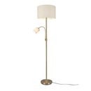 Lampada da terra Hotels classica in oro satinato con paralumi bianchi e braccio lettura