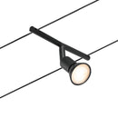 tesata con faretti neri dal design tecnico e contemporaneo
