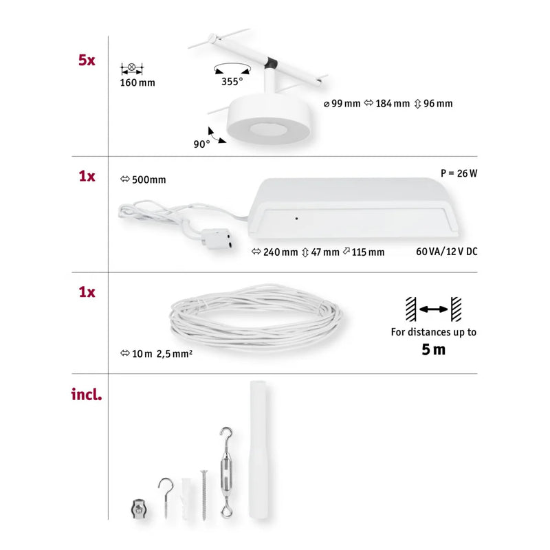 Circle Basic bianco | Tesata Faretti LED su Cavi | Paulmann 94477