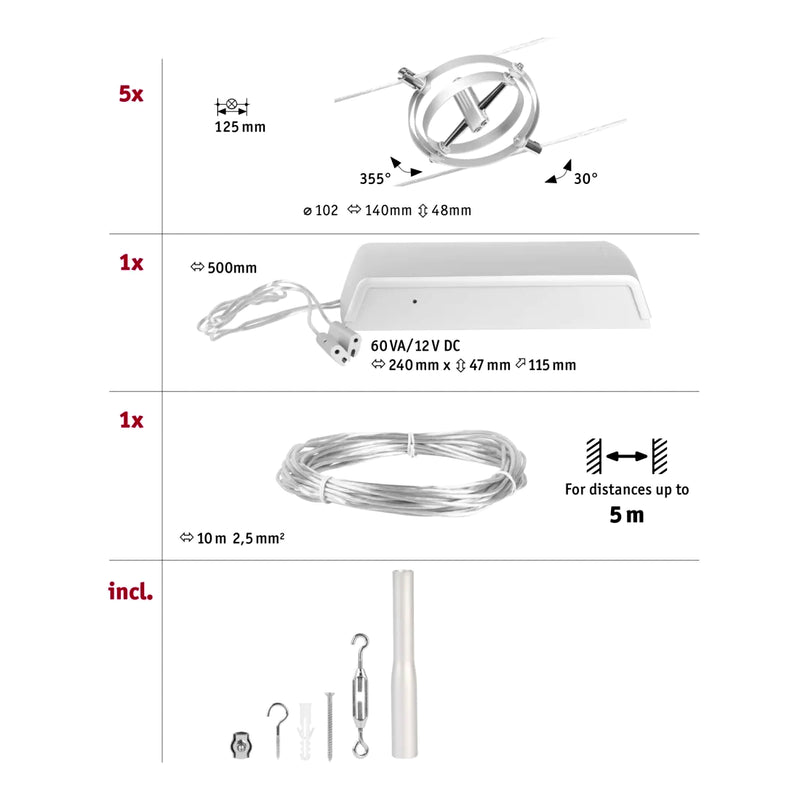 Cardan Basic Set | Kit Faretti su Cavo | Paulmann 94490