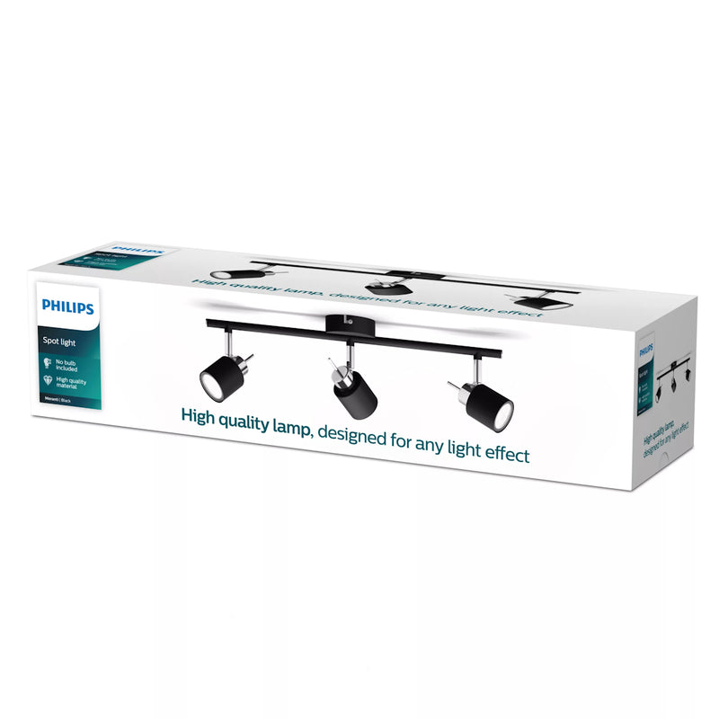 Faretto Meranti Philips 3 luci nero opaco da soffitto o parete
