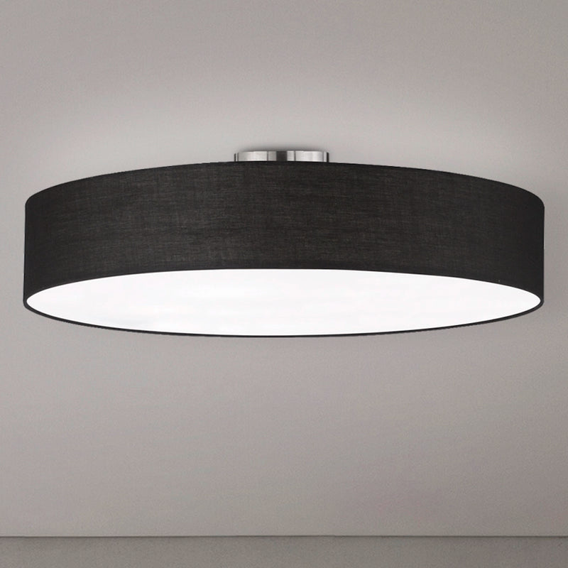 Lampada soffitto Hotels Ø65 cm elegante con paralume nero per grandi ambienti