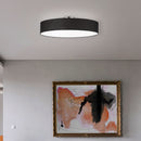 Plafoniera Hotels moderna diametro 65 cm tessuto nero e struttura satinata