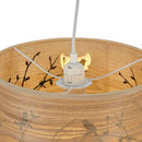 Lampadario design naturale Sherwood a cilindro Ø30 cm tessuto effetto legno e decori interni