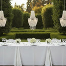 Lampadario elegante cromato con gocce trasparenti e design classico per soggiorno