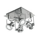 plafoniera technical con 4 lampadine led gu10 5w 400 lumen luce calda 3000k incluse