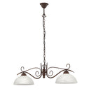 lampadario a bilanciere in stile rustico metallo ruggine vetri alabastro 82 cm