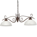 Lampadario stile rustico in metallo finitura bronzata e vetri opali effetto alabastro