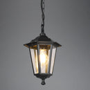 Pienza 305660132 Sospensione nera da esterno IP44 con lanterna esagonale a 6 lati.
