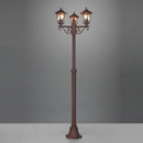 Lampione rustico 3 luci per giardino, altezza 200 cm, IP44, E27.
