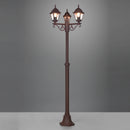 Lampione da giardino altezza 200 cm con eleganti lanterne in vetro trasparente.