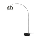 Lampada da terra ad arco Argentina in nichel opaco con base in marmo nero moderna ed elegante