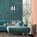 Piantana ad arco con interruttore a pedale e design elegante in nichel opaco, base in marmo nero.