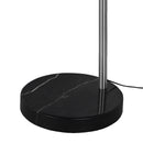 Lampada ad arco modello Argentina di Trio Lighting, luce elegante e funzionale con base in marmo nero e finitura nichel opaco.