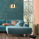 Lampada ad arco ARGENTINA, elegante design con finitura oro ottone satinato e base stabile in marmo nero.