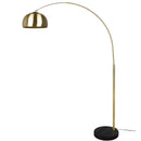 Lampada ad arco ARGENTINA in oro ottone satinato, con base in marmo nero per soggiorno e lettura.