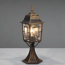 Lampioncino basso da esterno in alluminio nero effetto antichizzato oro, altezza 47 cm, IP44