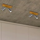 faretto moderno 2 luci orientabili legno chiaro e metallo