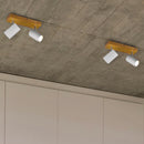 faretto 2 luci legno chiaro e metallo bianco su soffitto moderno industrial