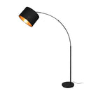Lampada da terra ad arco Bolivia con paralume oro-nero e base in metallo nero opaco elegante e moderna