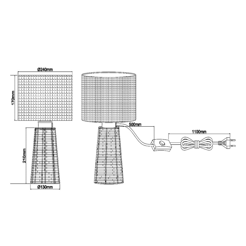 Straw R50972026 | Lampada da Tavolo | Materiali Naturali