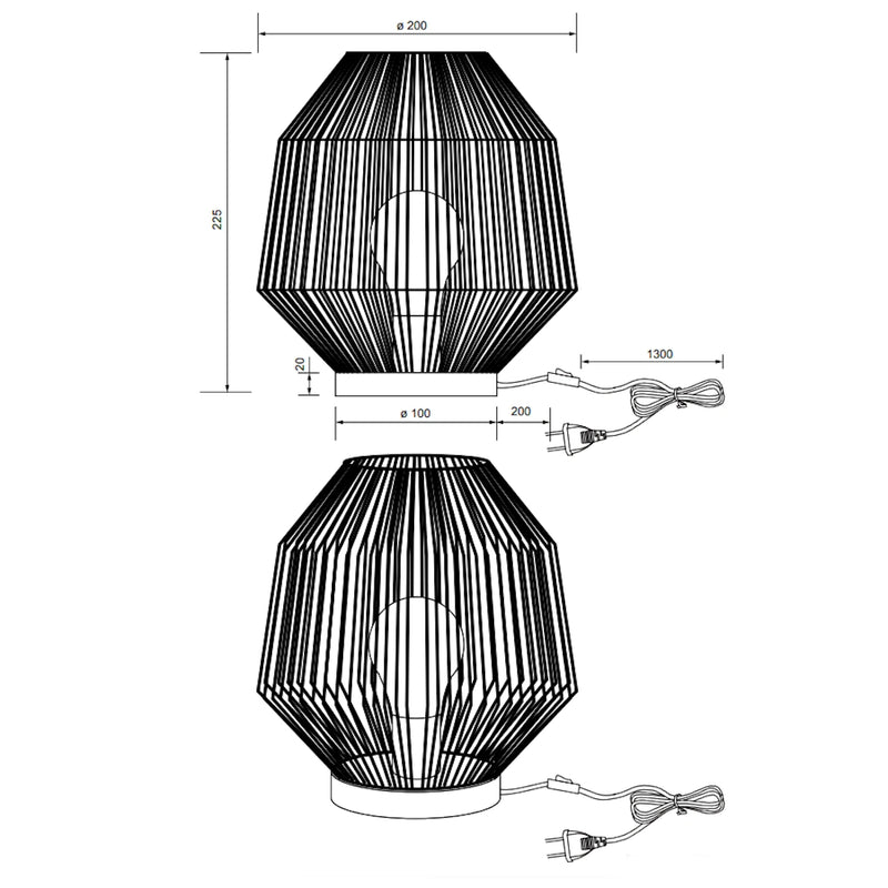 Miki – Lampada da Appoggio in Rattan a Doppia Luce, Stile di Tendenza Boho