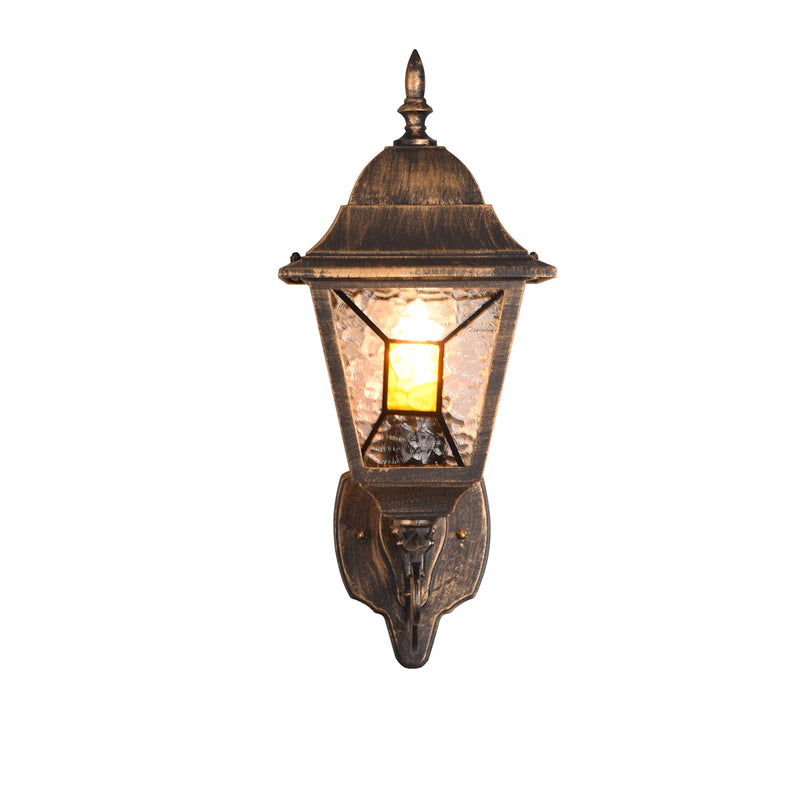 lanterna ascendente da giardino in alluminio nero oro e vetro effetto ghiaccio