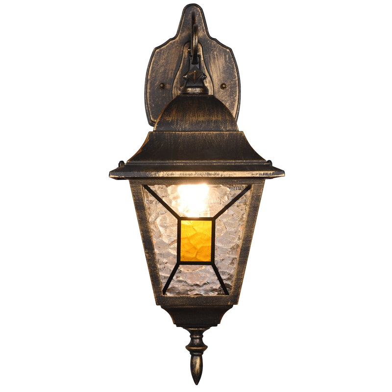 lanterna discendente rustica in alluminio nero oro per giardino