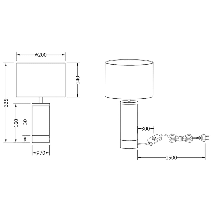 Grazia R51711008 | Lampada da Tavolo | Dimensioni | Trio Lighting