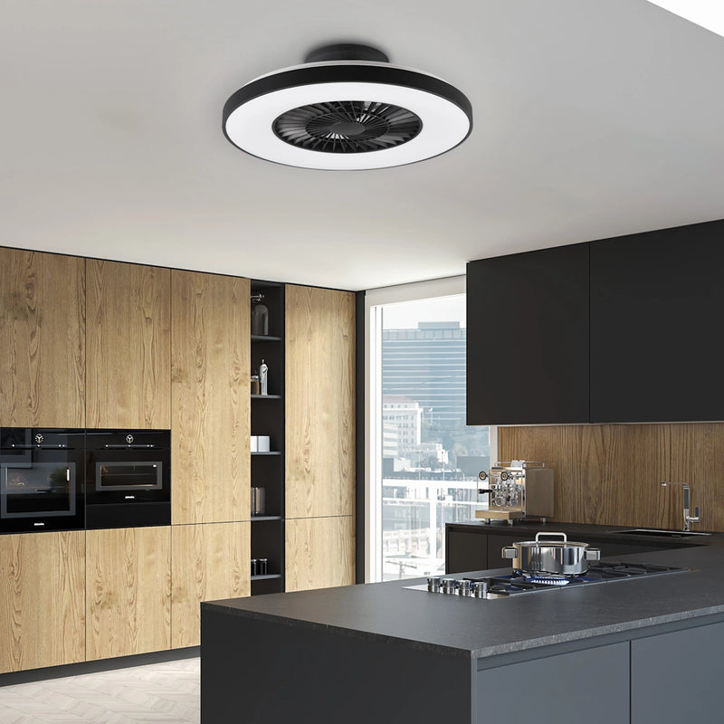 Halmstad R62672132 | Ventilatore da Soffitto | Plafoniera LED Nero