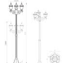 Lampione a 3 luci stile tradizionale per illuminazione vialetti e ingressi. Livenza by Trio Lighting