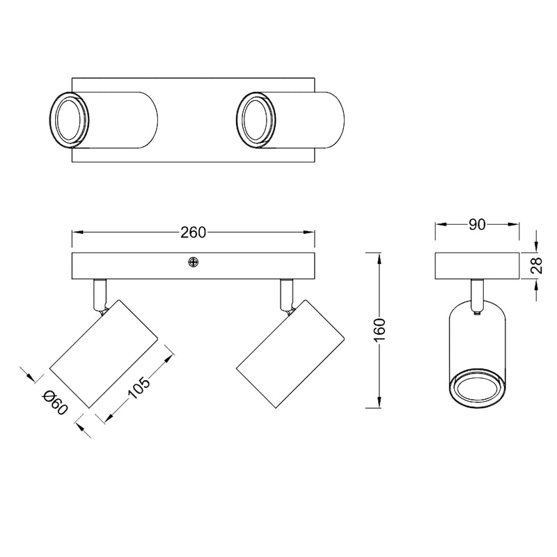 lampada spot orientabile GU10 metallo satinato e base legno