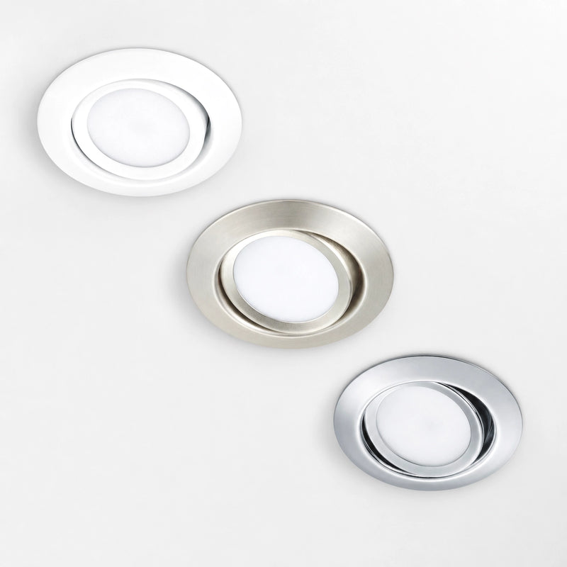 faretti da incasso led orientabili IP20 da interno colore bianco, acciaio satinato o cromato lucido