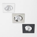 faretti da incasso led quadrati orientabili IP65 per bagno ed esterni con ghiera in bianco, nero o acciaio satinato