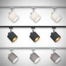 Faretti orientabili con paralume in tessuto da installare sul sistema di illuminazione su binario Duoline