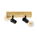 faretto 2 luci orientabile scandinavo legno e metallo nero e27 fsc 30 cm