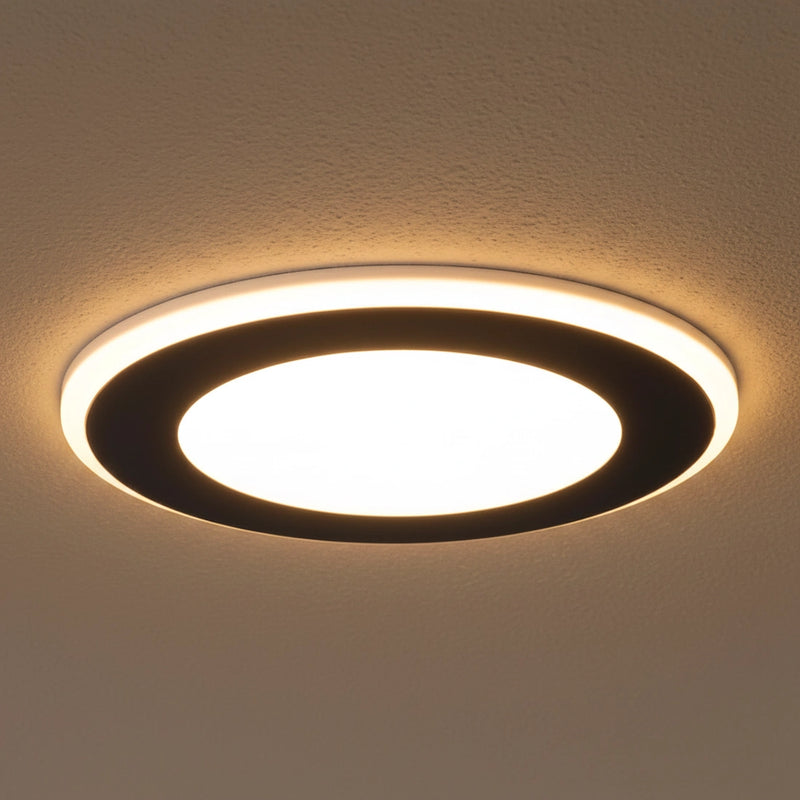 Faretto da incasso Aura nero Ø14,8 cm con ghiera tonda per cartongesso e controsoffitti interni