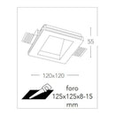 Dimensioni del faretto e del foro per l'incasso del faretto in gesso Ghost con luce inclinata