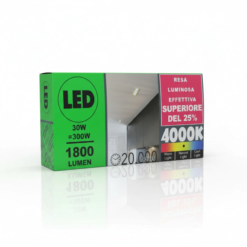 faretto professionale da controsoffitto 3x10w 1800 lumen luce bianco naturale 4000k