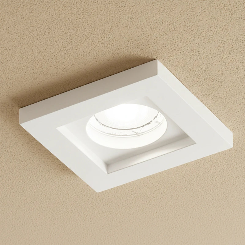 Faretto da incasso quadrato in gesso verniciabile con portalampada GU10 incluso per controsoffitto in cartongesso