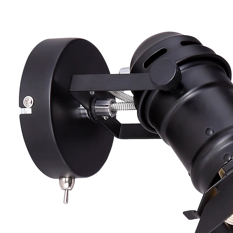 faretto cinematografico in metallo nero per interni moderni