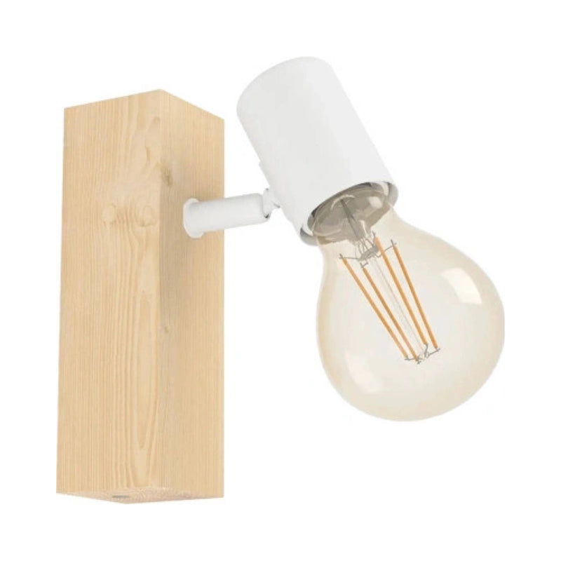 faretto orientabile scandinavo vintage legno e metallo bianco e27