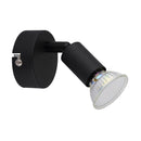 Faretto da parete Matrix nero opaco a 1 luce in metallo con design rotondo minimal per interni moderni