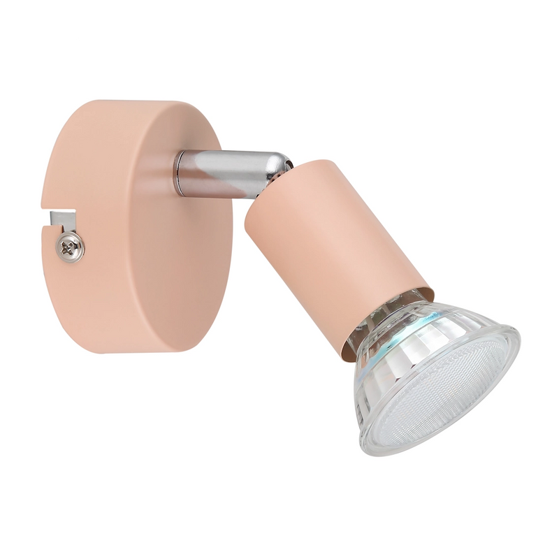Faretto da parete Matrix rosa pesca satinato in metallo per illuminazione decorativa di interni moderni