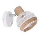 faretto da parete stile scandinavo in metallo bianco con corda di canapa marrone
